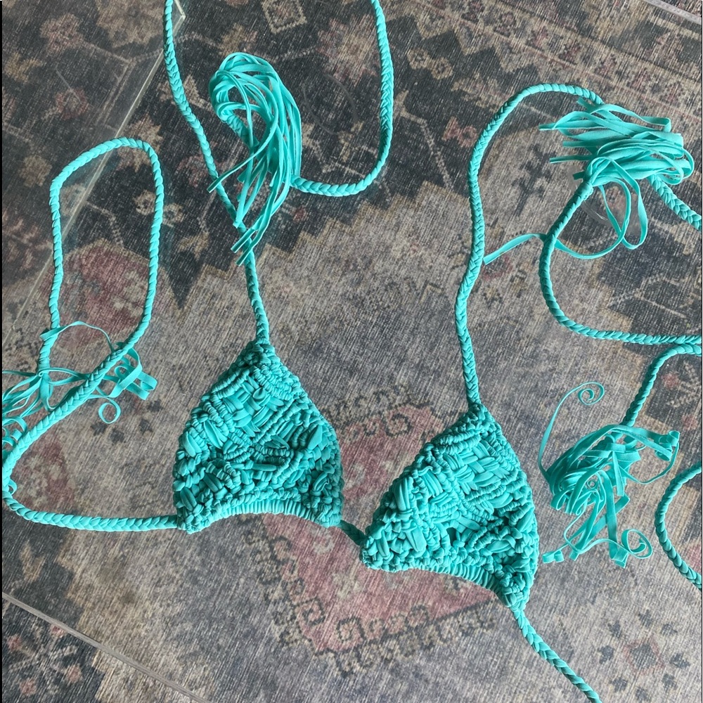 Rove Swimsuit Top, Crochet Teal